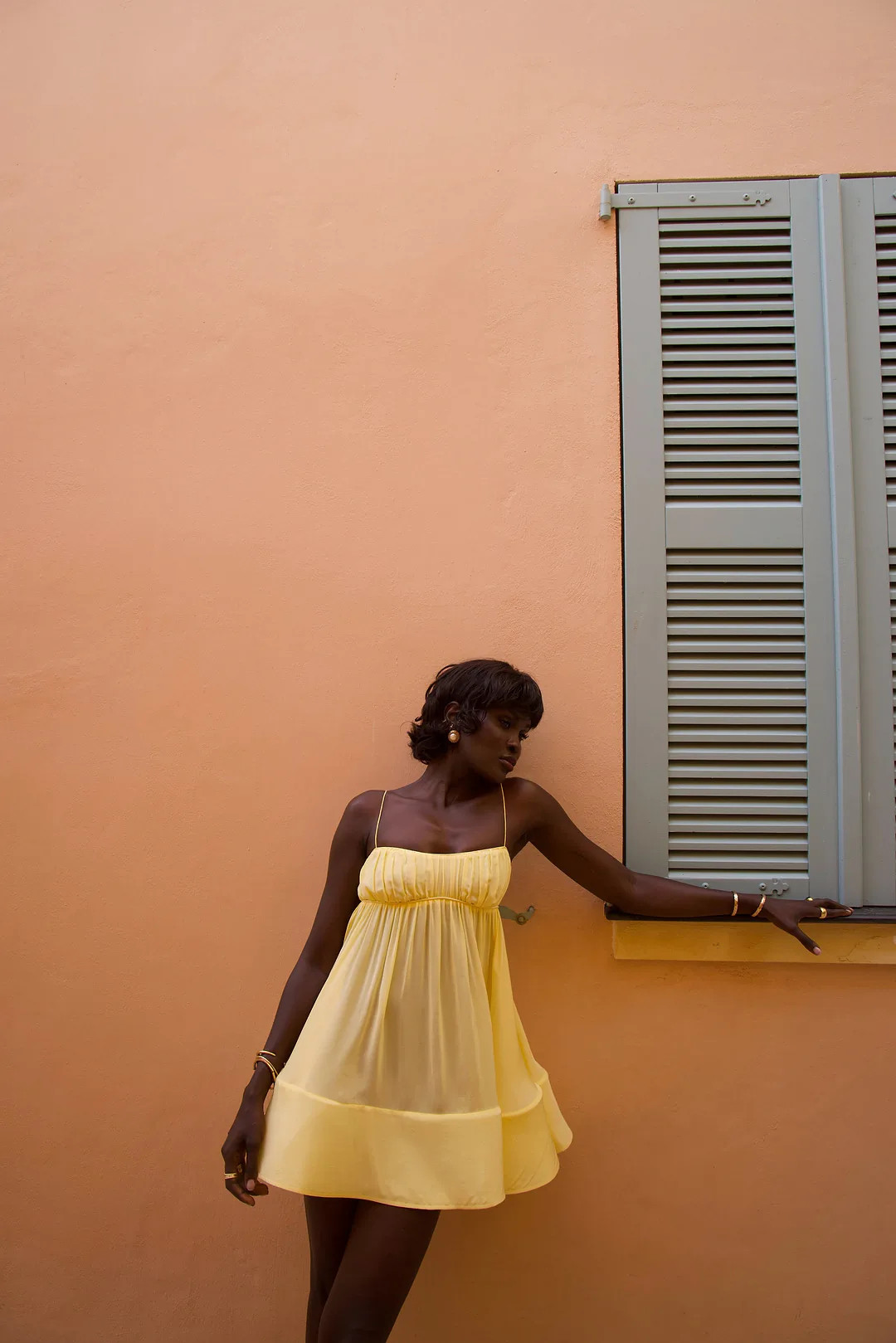 Ruched Flounce Mini Dress (Butter Yellow) | SAME