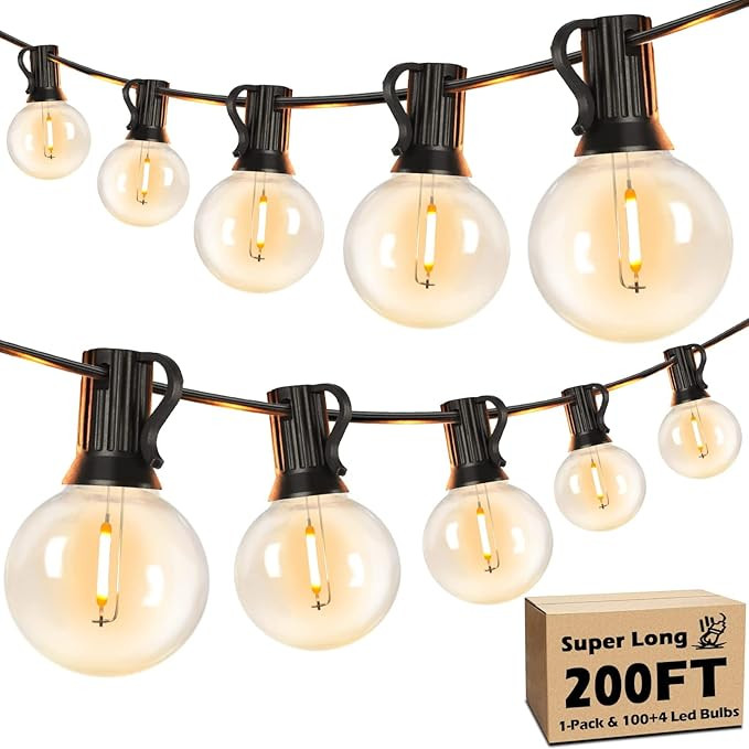 Brightever 200FT Outdoor String Lights Dimmable LED Outside Patio Lights with 100+4 Shatterproof ... | Amazon (US)