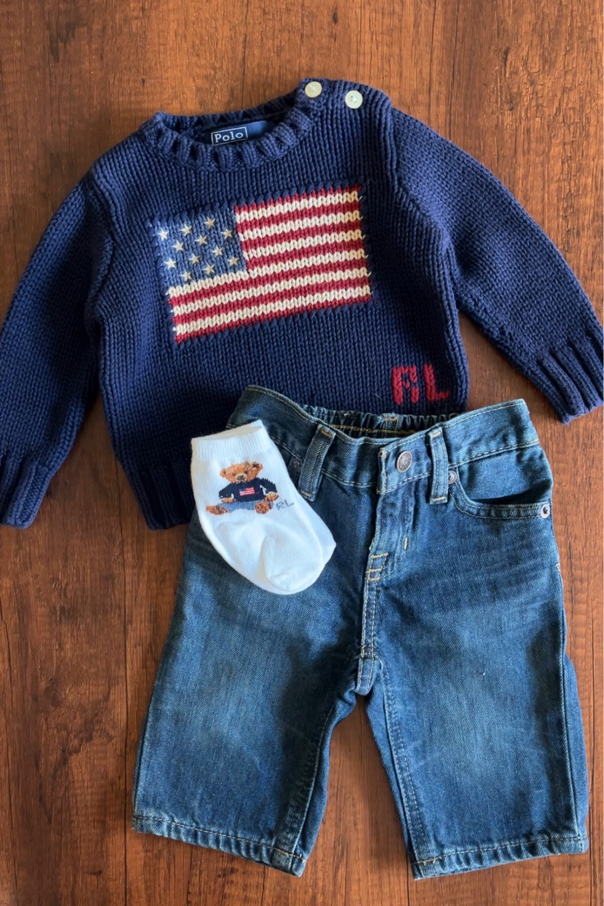 Ralph Lauren knit flag sweater baby boy outfit ❤️ 

#LTKBump #LTKKids #LTKBaby