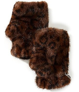 Gemma Layne Leopard Faux Fur Fingerless Gloves - Leopard | Dillard's
