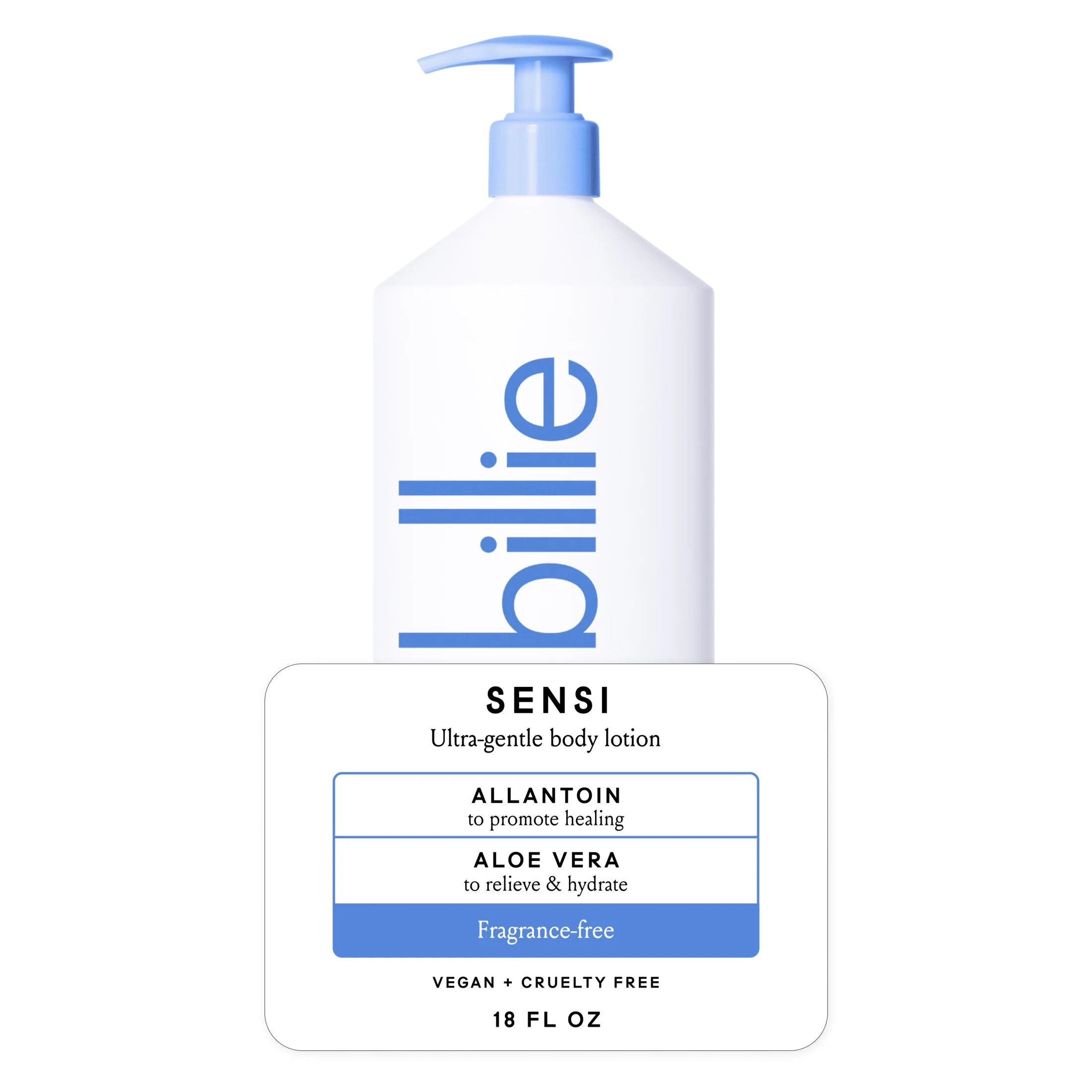 Billie Sensi Ultra-Gentle Women's Body Lotion, Fragrance-Free, Allantoin & Aloe Vera, 18 fl oz | Walmart (US)
