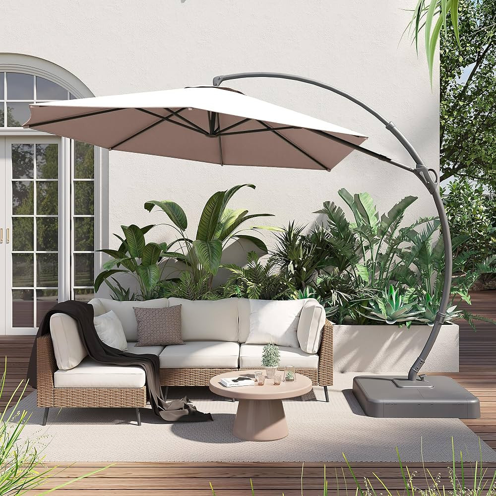 LAUSAINT HOME Outdoor Patio Umbrellas, 11FT Outdoor Umbrella with Base Included, Upgraded Curvy A... | Amazon (US)
