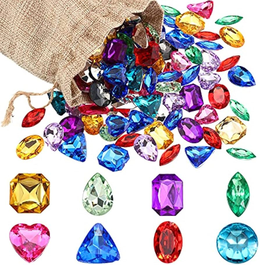 100 Pieces Toy Gems Pirate Treasure Jewels Fake Acrylic Gems Multicolor Bling Diamonds Plastic Ge... | Amazon (US)