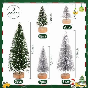 FUTUREPLUSX 30PCS Mini Sisal Trees, Artificial Mini Christmas Trees Bottle Brush Trees with Woode... | Amazon (US)