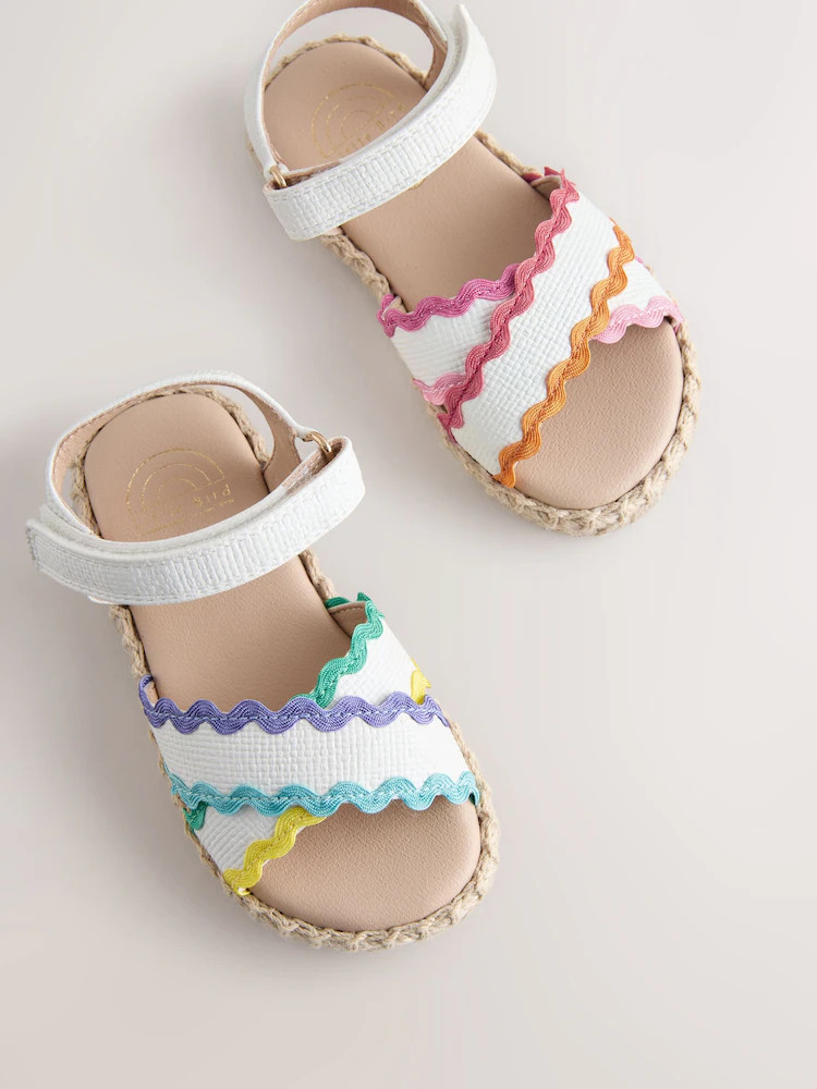 Little Bird by Jools Oliver White Pastel Rainbow Ric Rac Sandals | Next US
