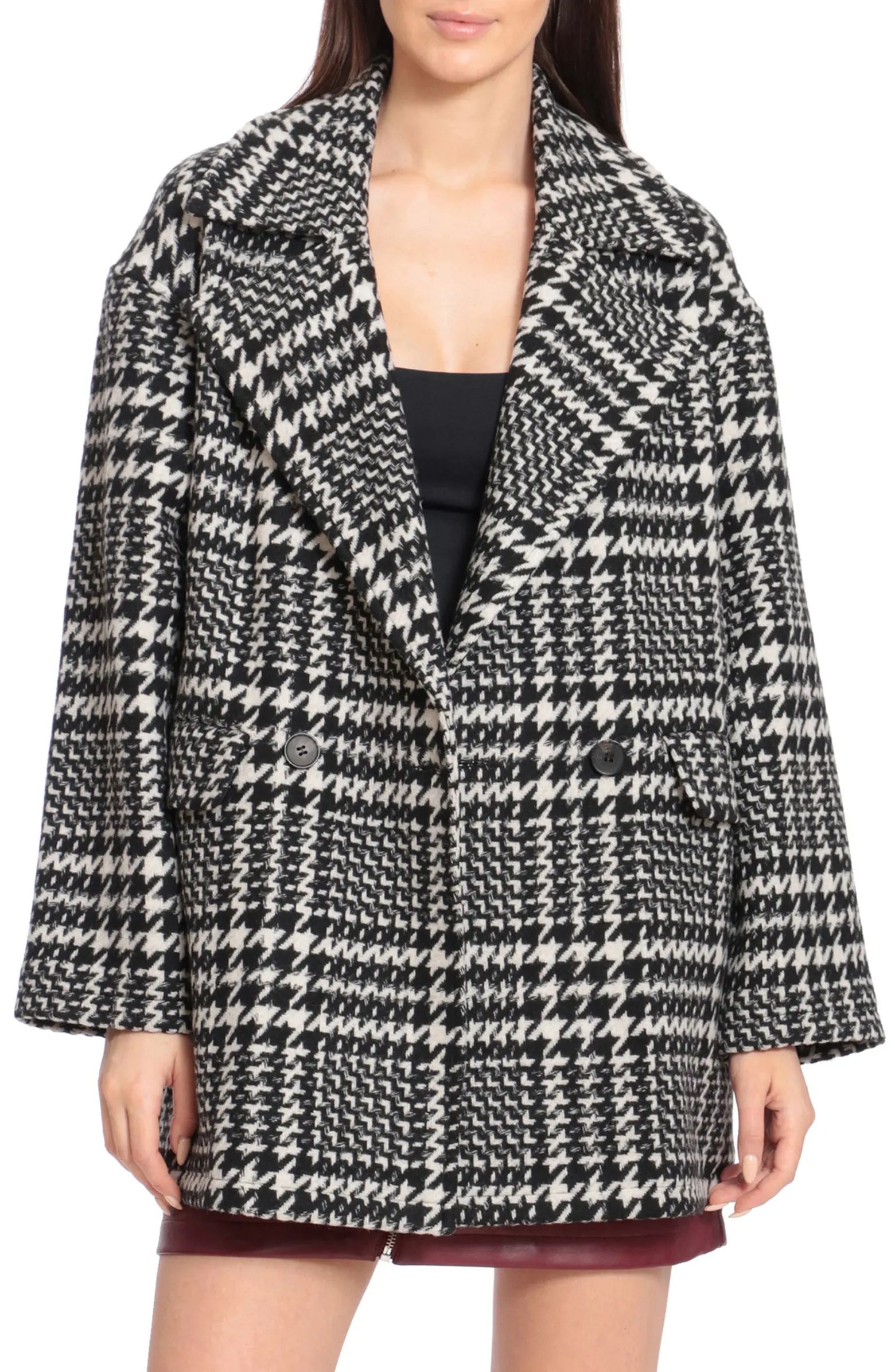 Houndstooth Plaid Oversize Wool Blend Coat | Nordstrom