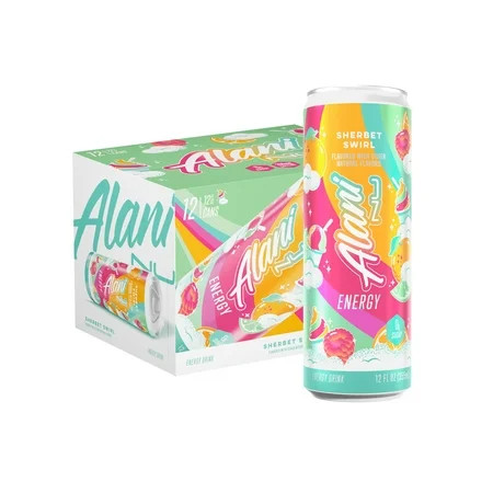 Alani Nu Sugar Free Energy Drink, Sherbet Swirl, 12 fl oz, 12 Pack, Cans, 200mg Caffeine | Walmart (US)