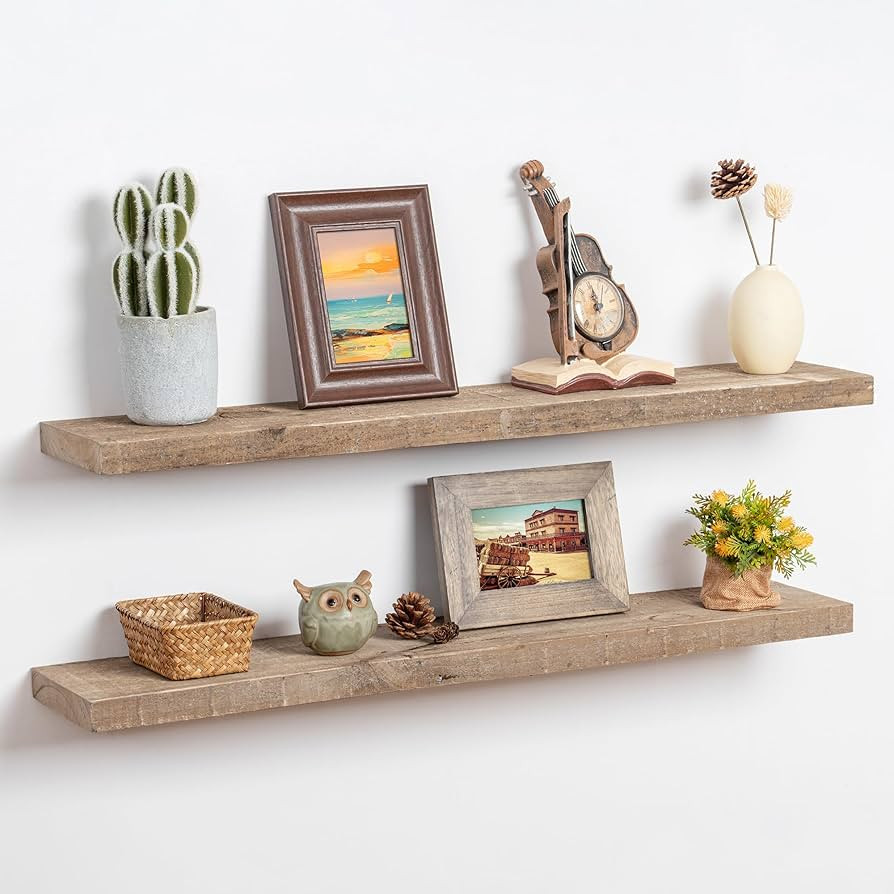 Floating Shelves, 8 Inch Deep Rustic Solid Reclaimed Wood Wall Shelves for Storage, Wall Mounted ... | Amazon (US)