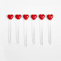 Heart Icon Glass Martini Picks, Set of 6 + Reviews | Crate & Barrel | Crate & Barrel