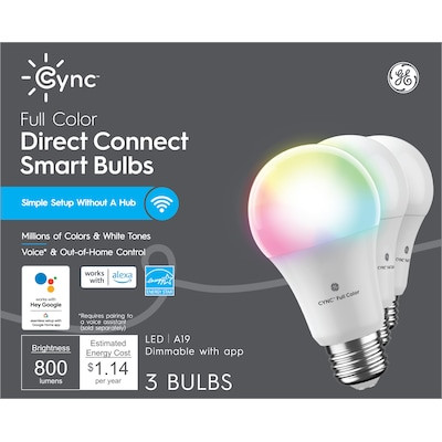 GE Cync 60-Watt EQ A19 Full Spectrum Medium Base (e-26) Dimmable Smart LED General Purpose Light ... | Lowe's
