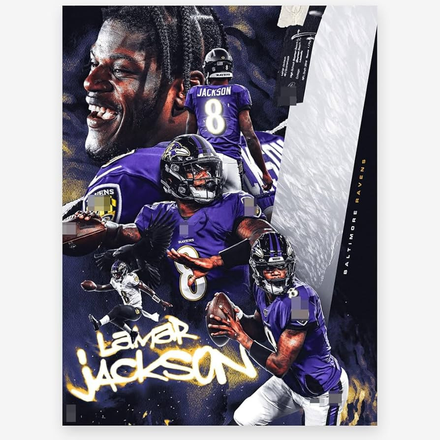 WHZKCYH 2025 Rugby Star Lamar Jackson Poster For Kids Bedroom Wall Decor-Football Superstar Signe... | Amazon (US)