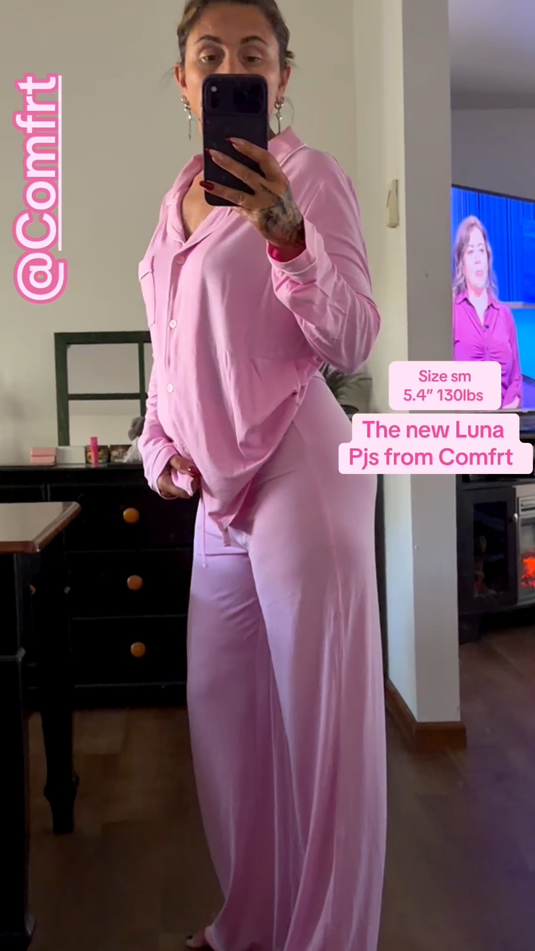 Slip into the Luna Lounge PJ Set, crafted in Comfrt’s signature ultra jersey for the perfect balance of luxury and comfort. Designed for dreamy nights and laid-back mornings, this set feels so smooth you’ll never want to take it off.

The top features a classic notched collar, button-front closure, and patch pocket, all finished with contrast piping for an elevated look. Matching pants are relaxed with an elastic waistband and coordinating piping details for effortless polish.

Luxurious stretch-jersey Modal / Spandex fabric
Top: Notched collar, button-front, patch pocket, contrast piping
Pants: Relaxed fit, elasticized waistband with drawstring and contrast piping
Perfect for: Lounging at home or your best night’s sleep 

#LTKFamily #LTKHome #LTKSaleAlert