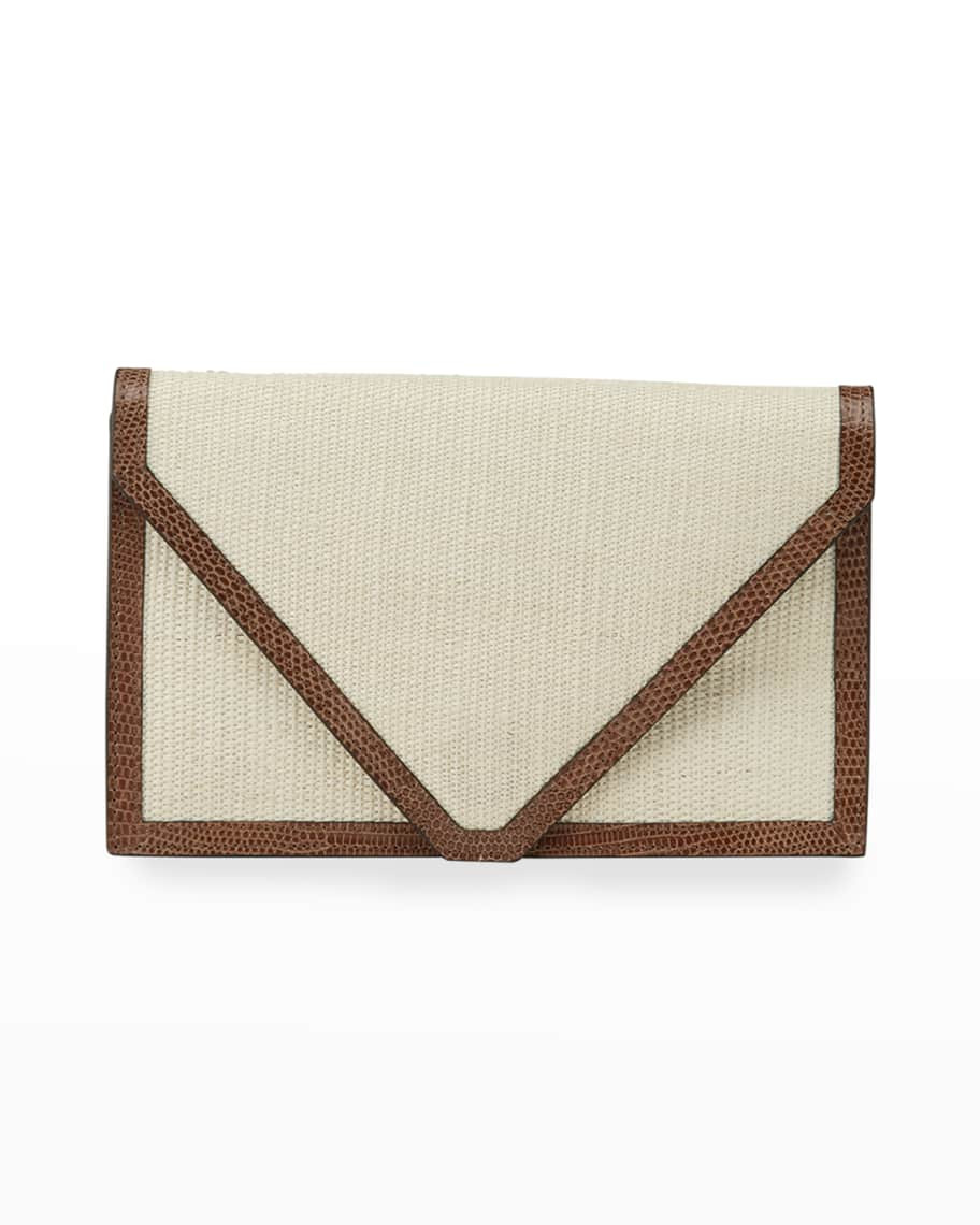 Hunting Season Lizard-Trim Envelope Clutch Bag | Neiman Marcus