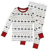 HonestBaby Baby Organic Cotton 2-Piece Snug Fit Pajama Set, Fair Isle Holiday Ivory, 3T | Amazon (US)