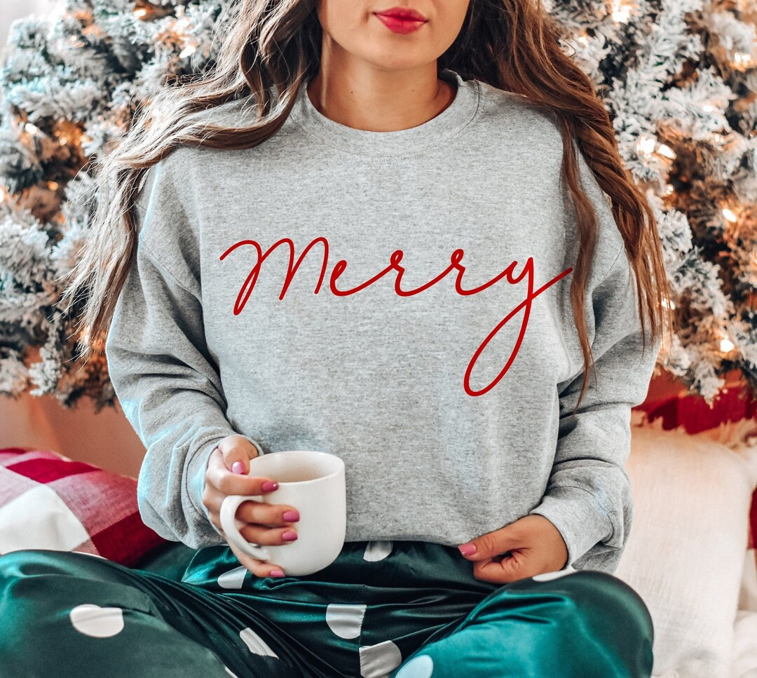 Merry Sweatshirt Merry Christmas Shirt for Women Christmas - Etsy | Etsy (US)