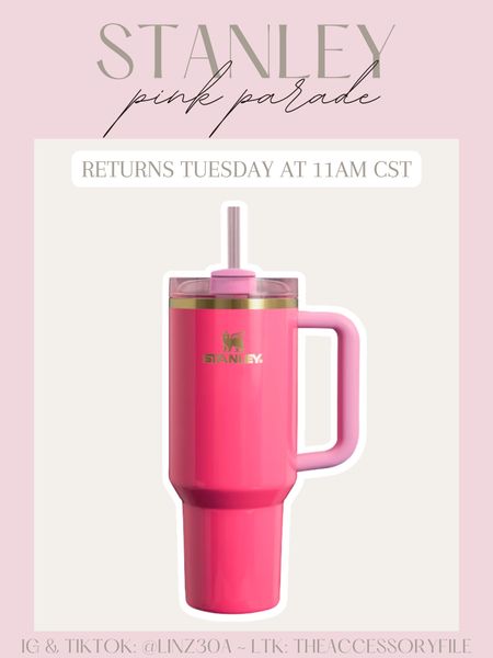 30oz Pink Paradę Stanley Returns 5/7/24 at 11am CST

Stanley tumblr, Stanley quencher, travel cup, insulated cup, travel accessories, travel must have, Mother’s Day gifts 

#LTKFindsUnder50 #LTKFindsUnder100 #LTKHome