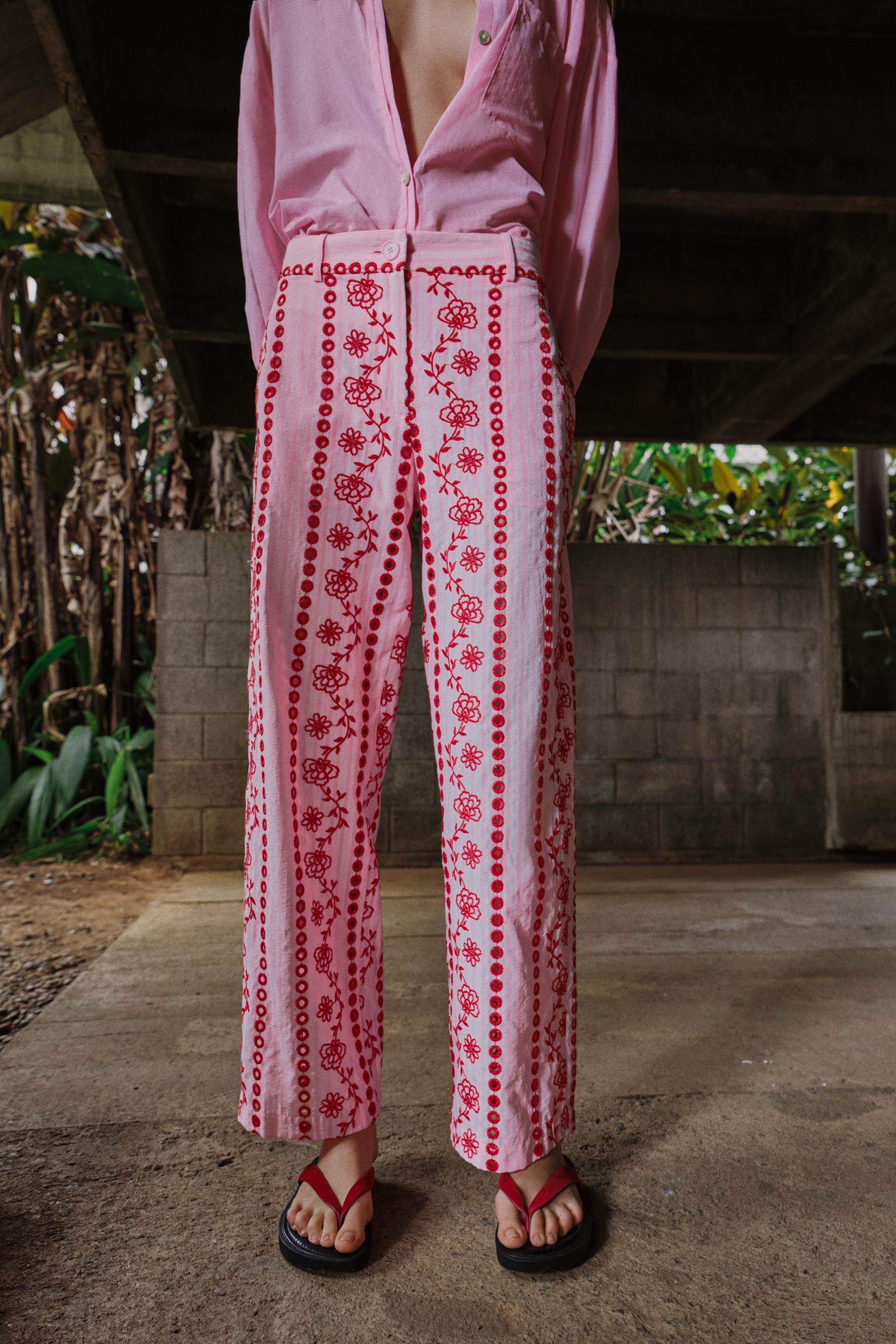 PANTS WITH OPENWORK EMBROIDERY | Zara US