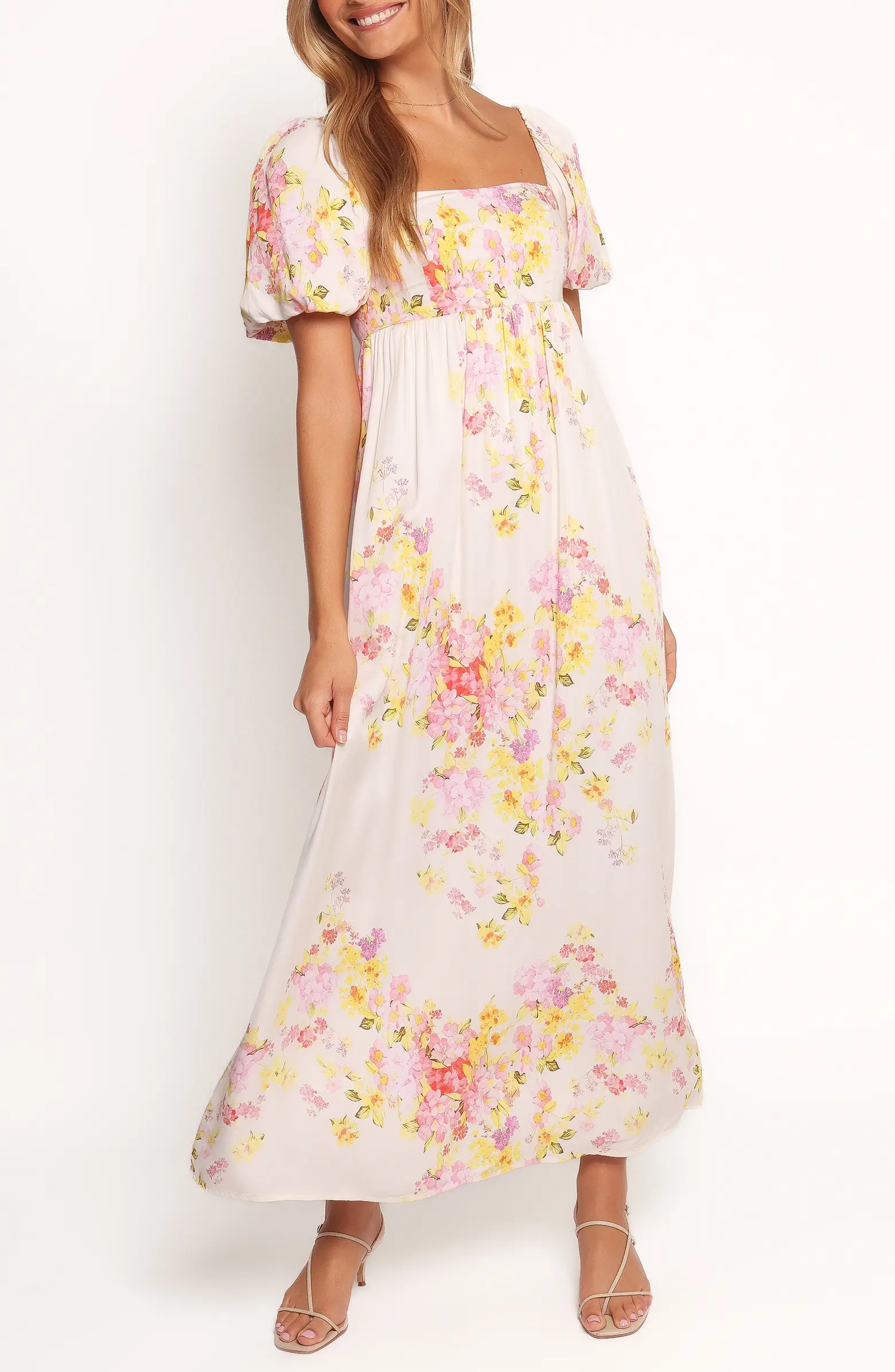 Delaney Floral Puff Sleeve Maxi Dress | Nordstrom