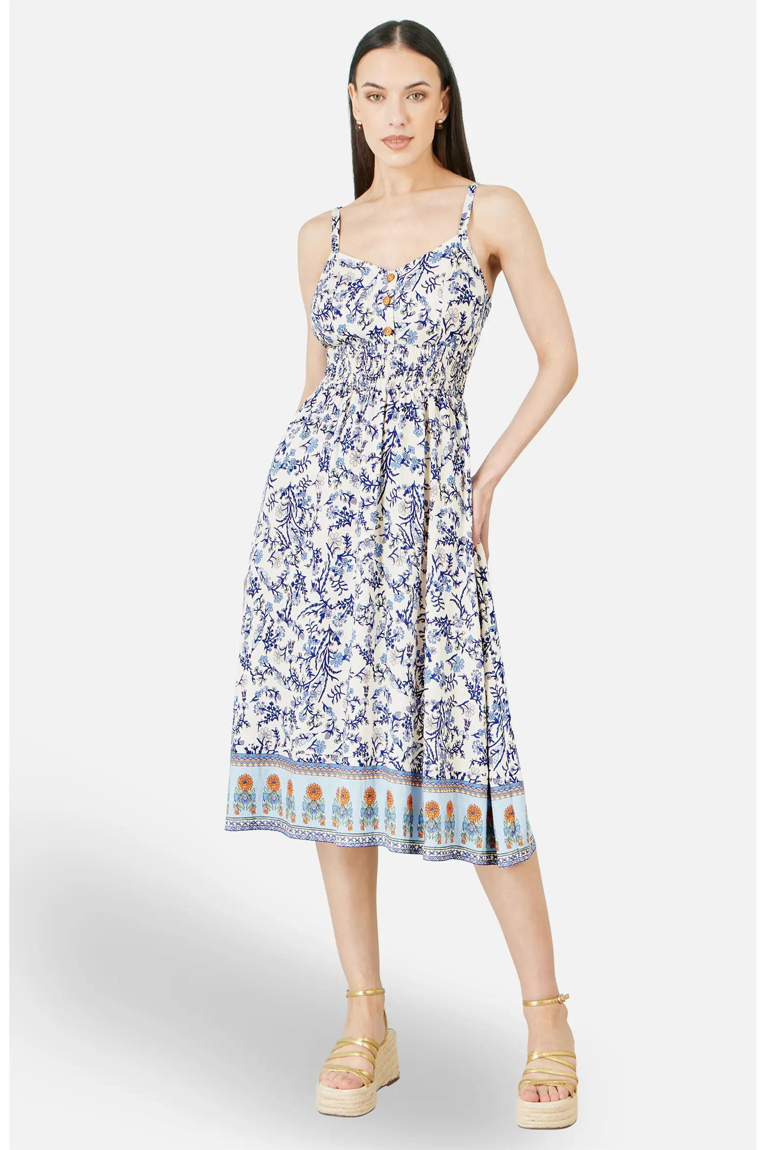 Floral Border Print Midi Sun Dress (Women) | Nordstrom | Nordstrom