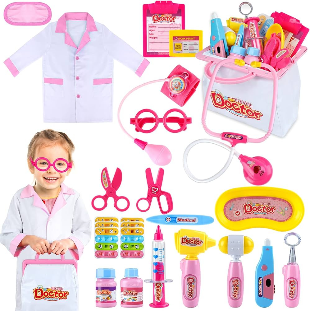INNOCHEER Pink Doctor Kit for Kids, 25 Pieces Doctor Kit for Toddlers, Kids Doctor Playset Set wi... | Amazon (US)