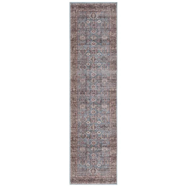 Everwash Callaghan Eve Southwestern Geometric Machine Washable Area Rug, 1'11"x7'2", Blue/Ivory/R... | Walmart (US)