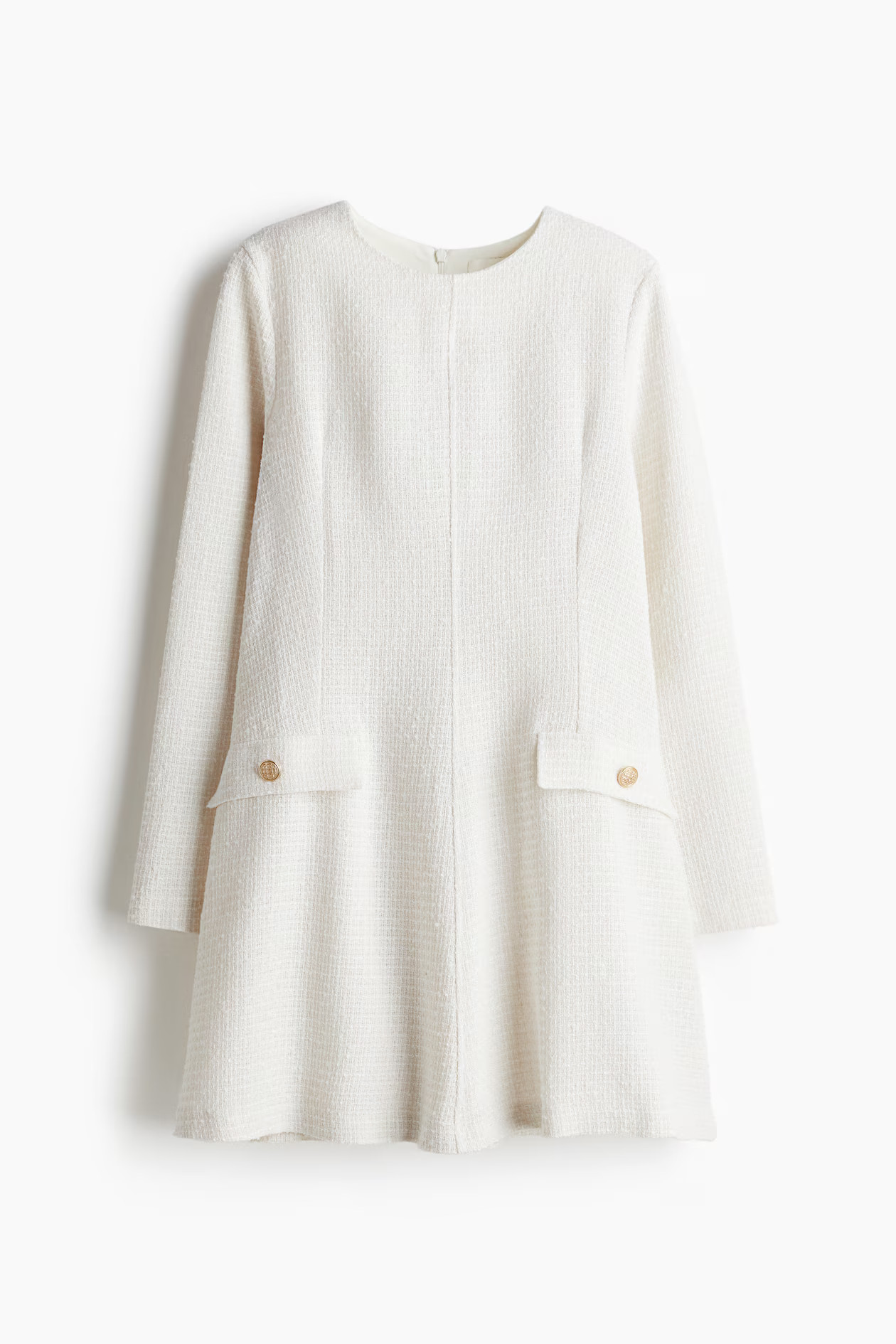 Bouclé Dress - White - Ladies | H&M US | H&M (US + CA)