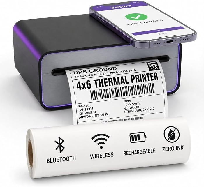 4x6 Thermal Shipping Label Printer, Bluetooth Wireless | Amazon (US)