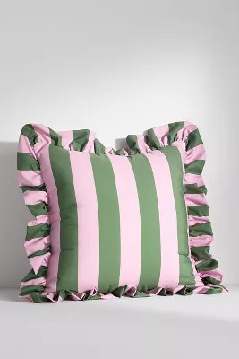 Maeve by Anthropologie Striped Ruffle Indoor/Outdoor Pillow | Anthropologie (US)