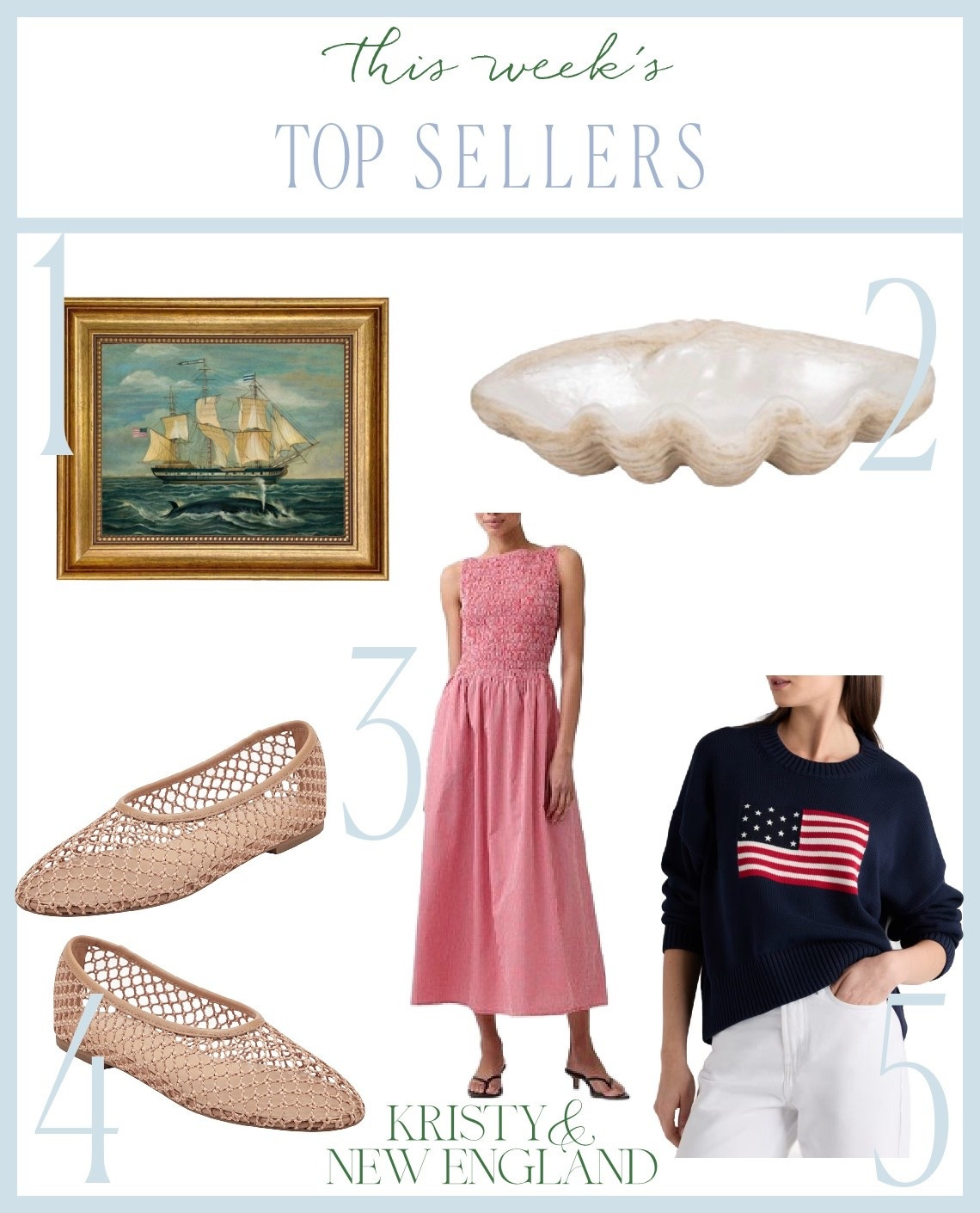 Top Sellers last week: Whale & ship framed art, decorative clam, woven flats, red gingham dress, navy flag sweaters

#LTKSeasonal #LTKOver40 #LTKHome