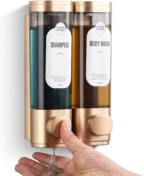 Shampoo and Conditioner Dispenser, Refillabe Shower Soap Dispensers 2 Chamber No Drill Shampoo Di... | Amazon (US)