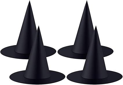 SIEBIRD 4 Pieces Halloween Witch Hat Costume Accessory for Halloween Christmas Party, Black | Amazon (US)