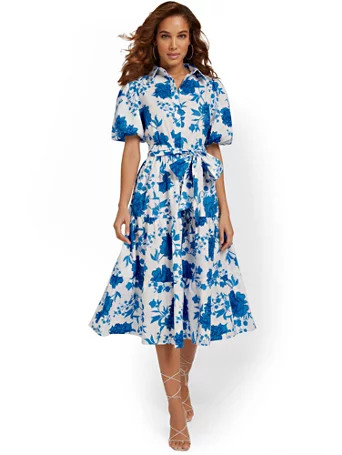 Floral-Print Poplin Shirtdress - Flying Tomato - New York & Company | New York & Company