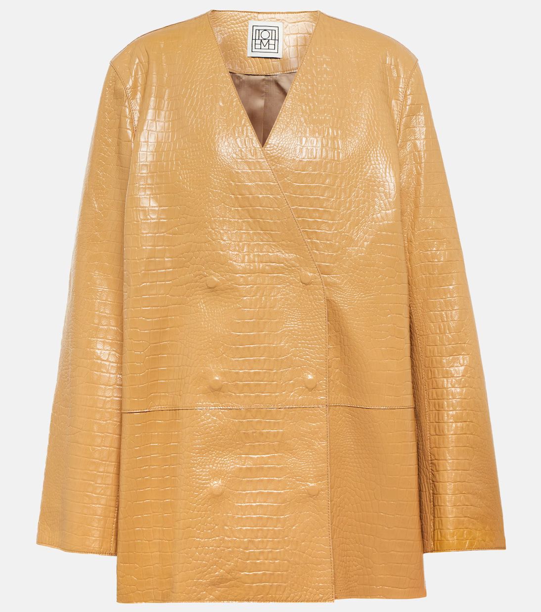 Double-breasted croc-effect leather blazer | Mytheresa (US/CA)