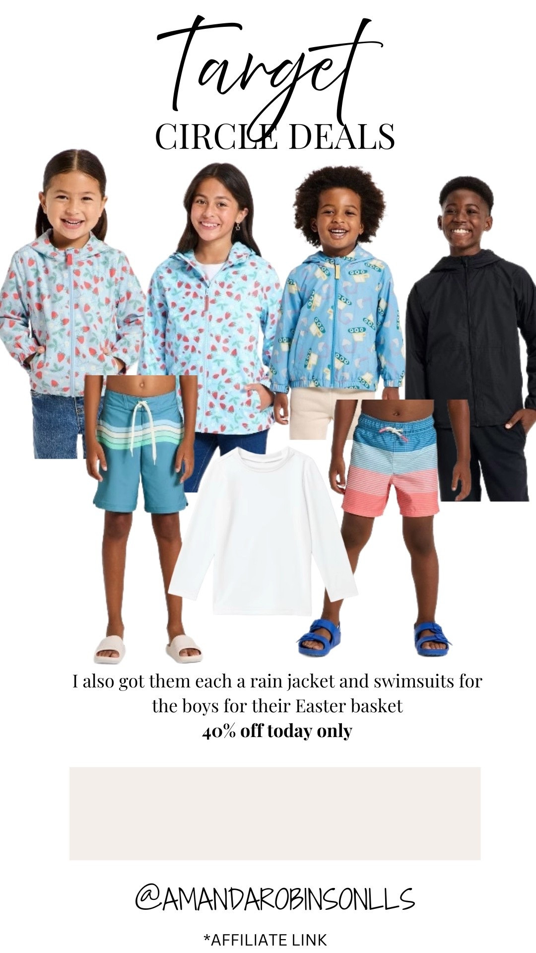 Target circle week
40% off kids clothes 

#LTKSaleAlert #LTKSwim #LTKKids