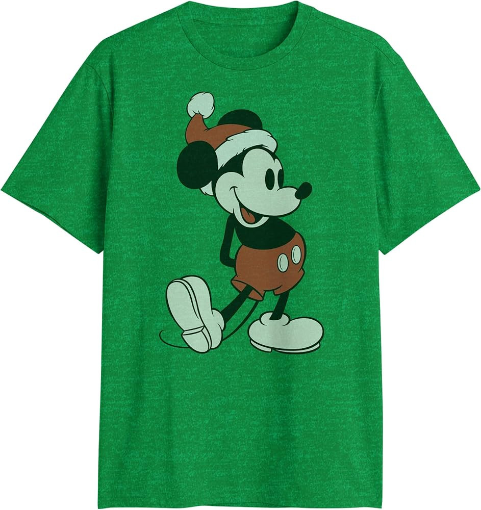 Disney Classic Mickey Mouse Santa Hat Holiday T-Shirt | Amazon (US)