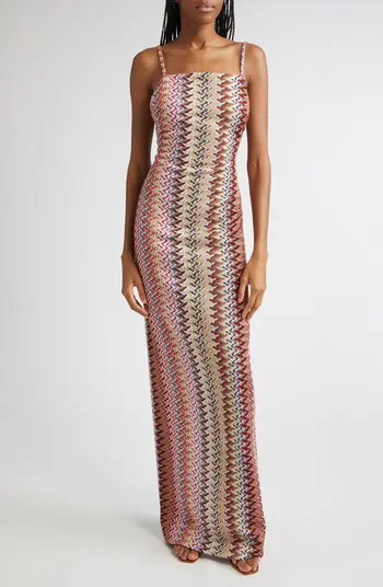 Metallic Zigzag Knit Maxi Dress | Nordstrom