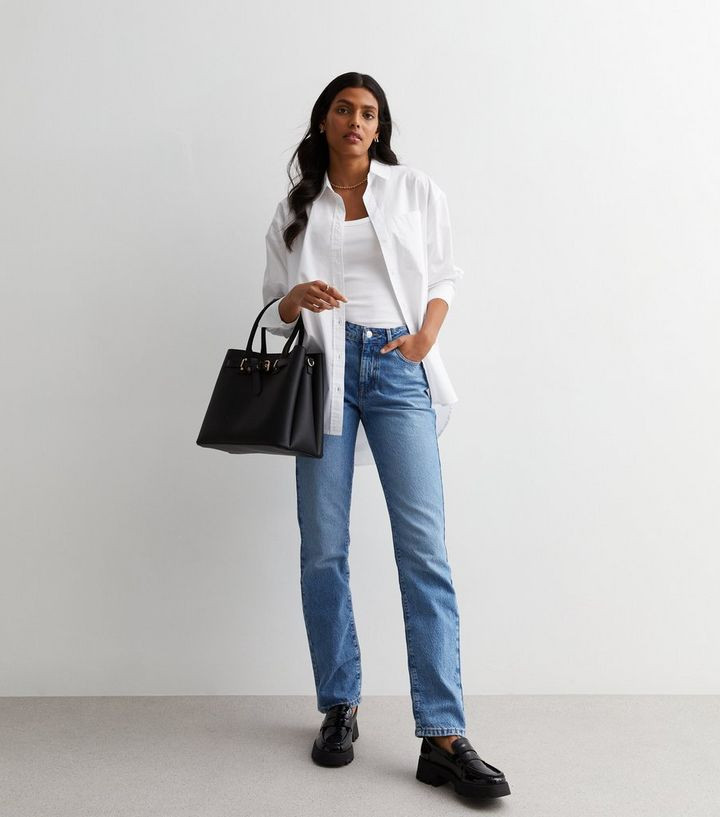 White Cotton Poplin Long Sleeve Shirt | New Look | New Look (UK)