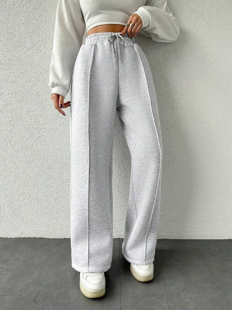 RueChic Women's Wide Leg Sweatpants With Tie Waist | SHEIN