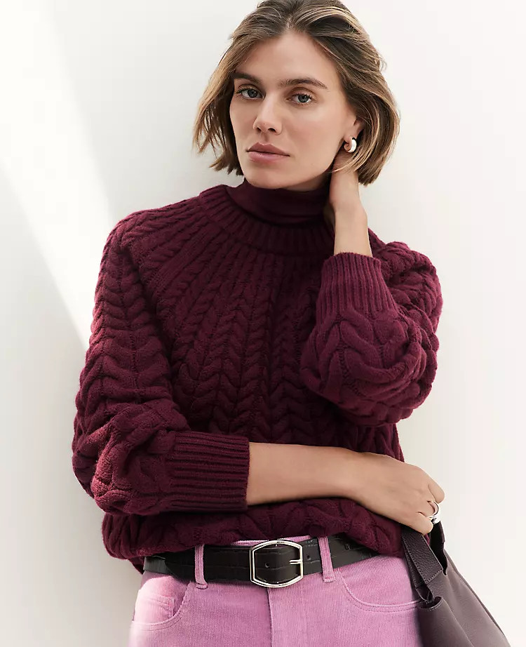 Cable Chunky Neck Sweater | Ann Taylor