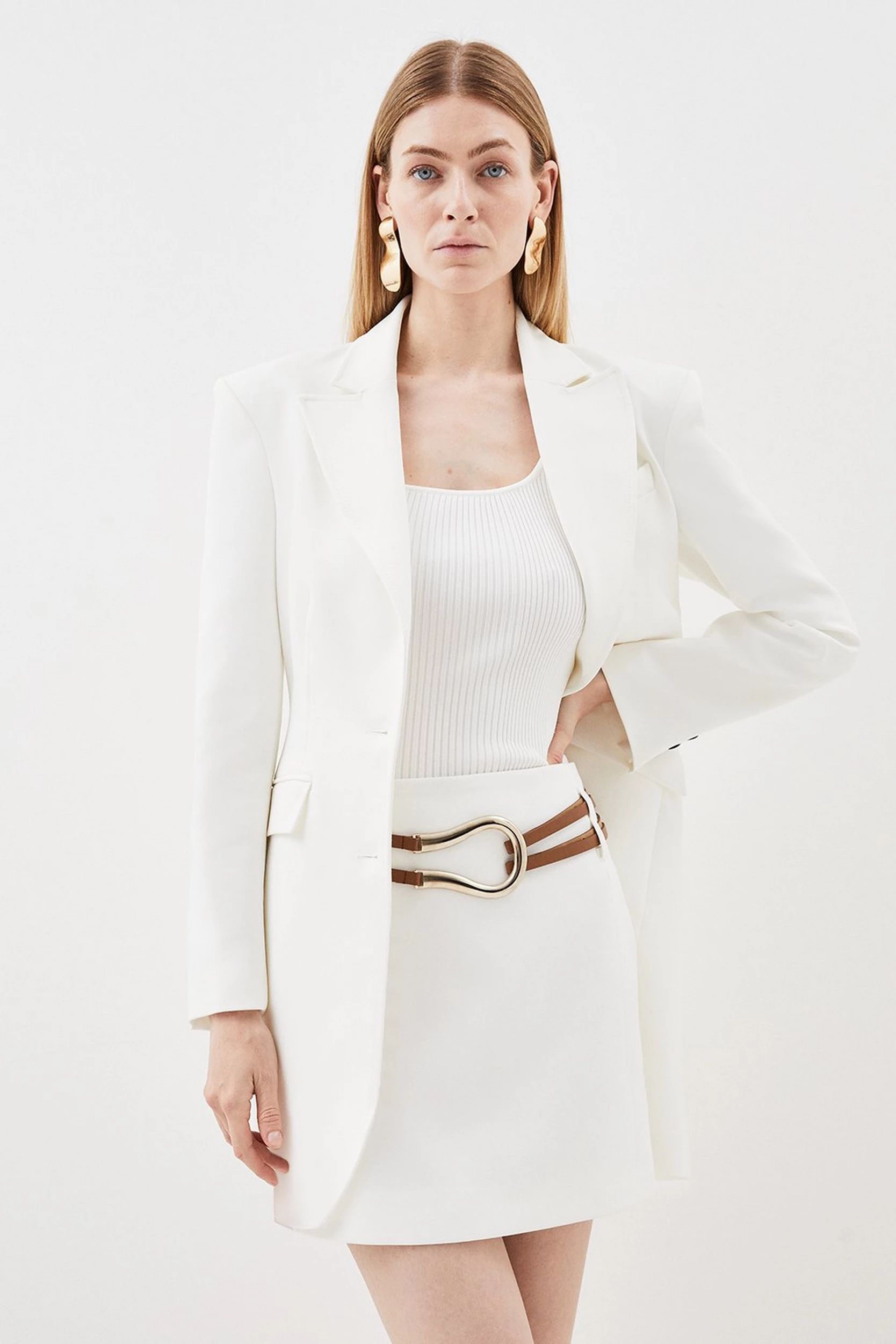Clean Tailored Long Line Blazer | Karen Millen US