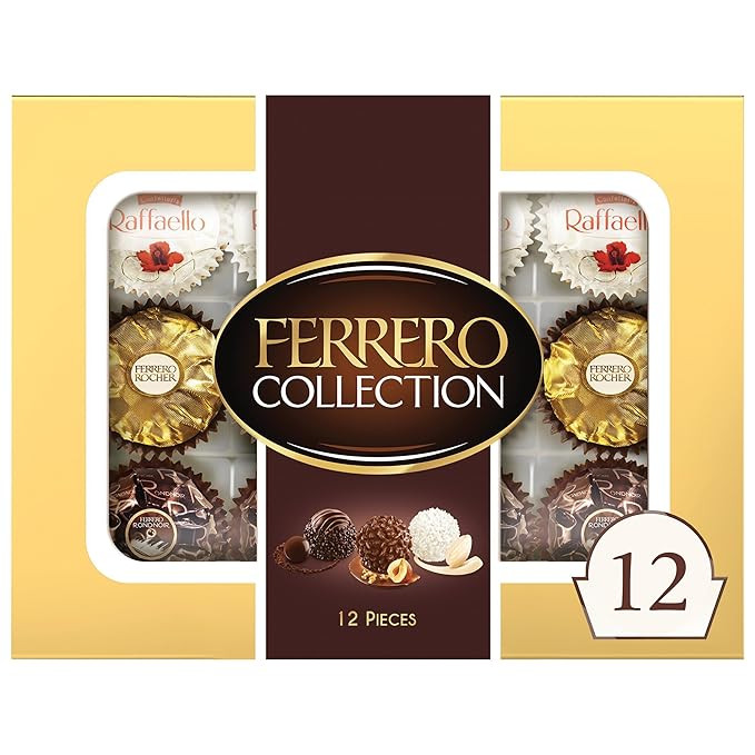 Ferrero Rocher, 12 Count, Premium Gourmet Assorted Hazelnut Milk Chocolate, Dark Chocolate and Co... | Amazon (US)