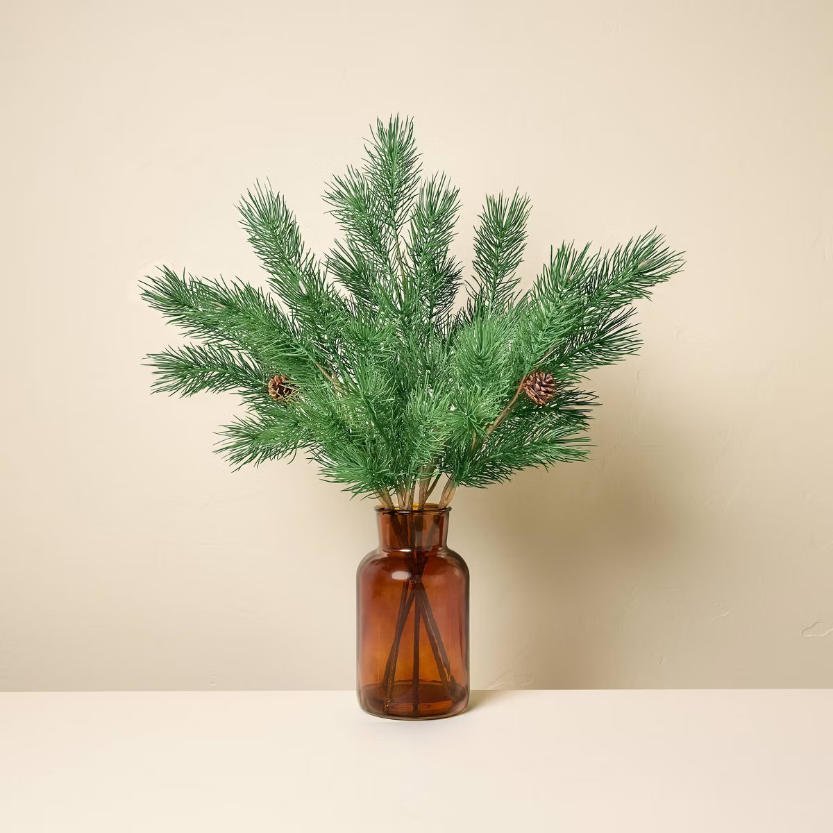25" Pine in Amber Vase Artificial Arrangement - Hearth & Hand™ with Magnolia | Target