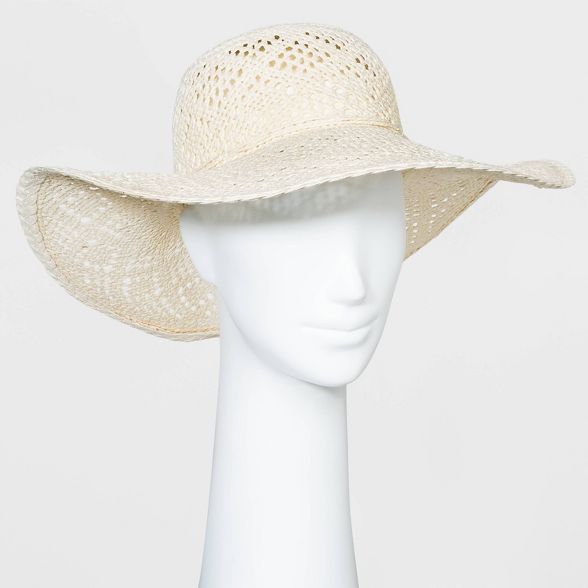 Women's Paper Straw Floppy Hat - A New Day™ White | Target