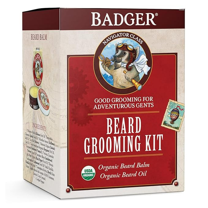 Badger - Beard Grooming Kit, Beard Oil Tin & Beard Balm 1 fl oz, Babassu & Jojoba, Certified Orga... | Amazon (US)