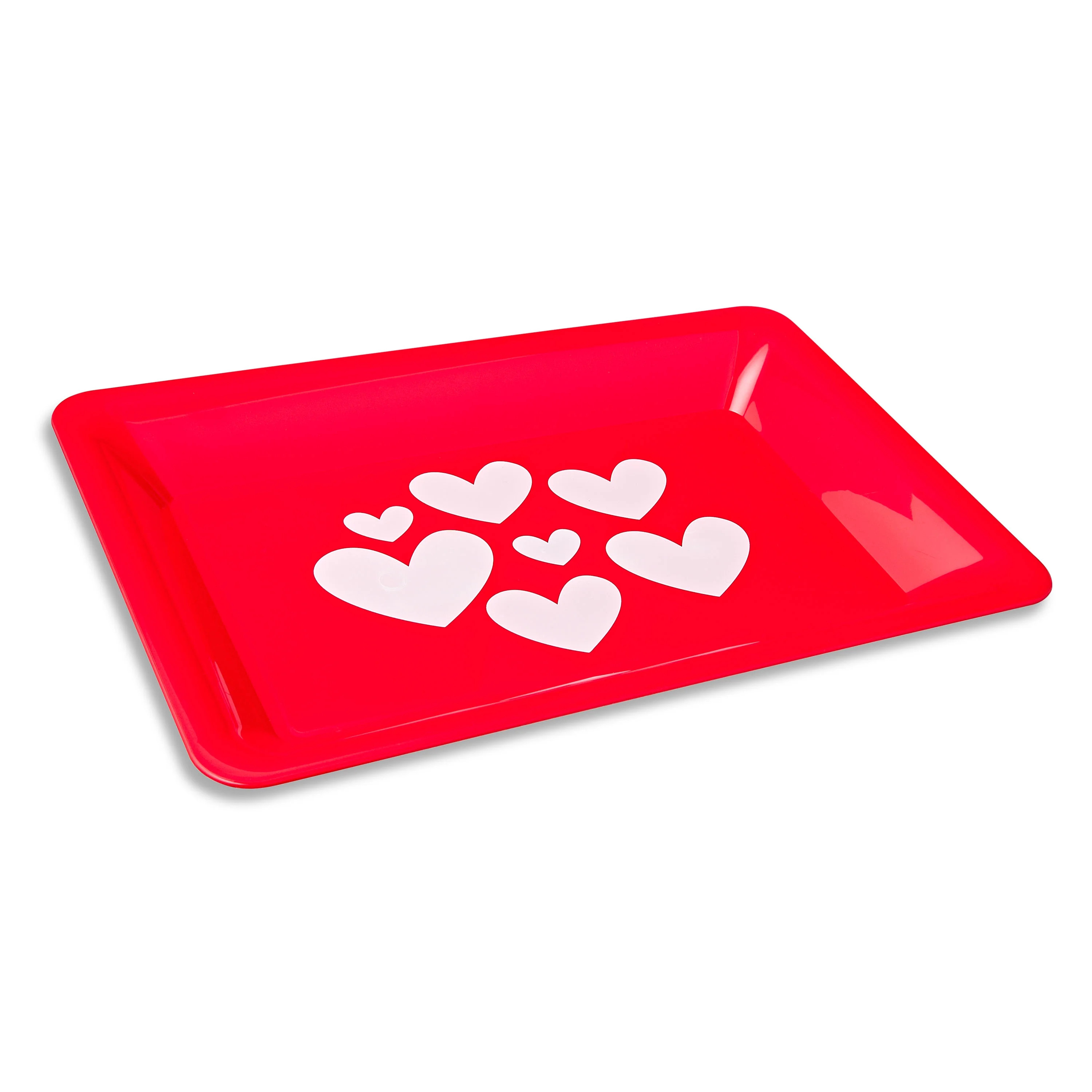 Valentine's Day Red and White Heart Tray, 14.5in x 9.5 in, by Way To Celebrate | Walmart (US)