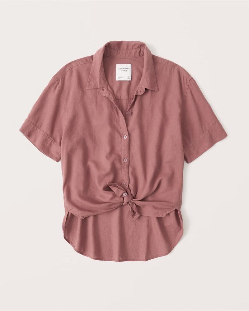 Short-Sleeve Resort Boyfriend Shirt | Abercrombie & Fitch (US)