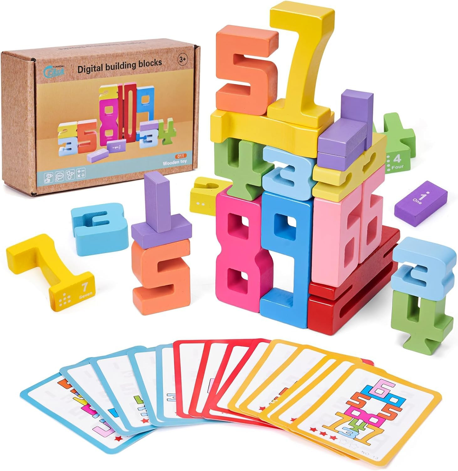 20pcs Number Blocks Toys for Kids, Wooden Number Building Blocks, Montessori Math Blocks Game Edu... | Amazon (US)
