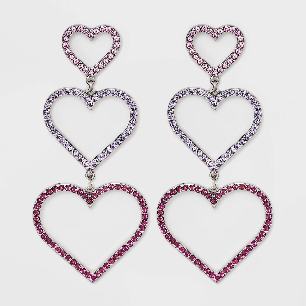 Pave Heart Cubic Zirconia Drop Earrings - Wild Fable™ Pink | Target