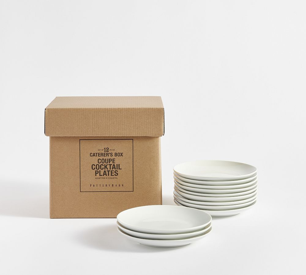 Caterer's Box Coupe Porcelain Appetizer Plates, Set of 12 - White | Pottery Barn (US)