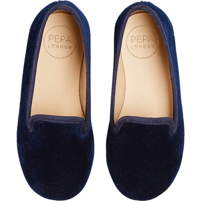 Velvet In-Door Slippers, Navy | Maisonette